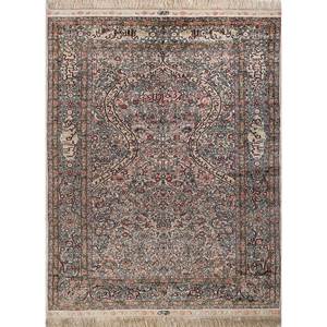 Alfombra de Seda Anudada a Mano Gulmarg, Diseño Rectangular con Patrón de Medallón Rojo Naranja, Estilo Patchwork, para Sala de Estar, Pae-5244 - Product Image 1