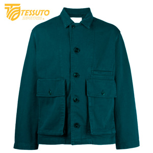 Veste en jean 100% coton tissée en satin pour hommes, vêtements de travail style rue haute, veste décontractée en jean pour hommes, manteaux en laine teintée sur mesure - Product Image 5