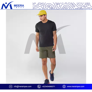 Pantalones cortos deportivos de color marrón sólido para hombre de alta calidad, cintura elástica con cordón y bolsillo interior, diseño bordado ecológico - Product Image 3
