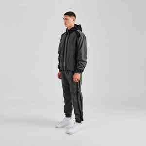 Conjunto de dos piezas cortavientos informal de maternidad con capucha y logotipo personalizado de moda Premium para hombre, chándal transpirable de poliéster - Product Image 2