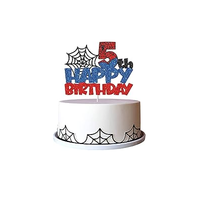 Superbe décoration de gâteau d'anniversaire à thème super-héros, écologique, pour le 5e anniversaire, avec un design multicouche à paillettes, pour les fêtes de garçons