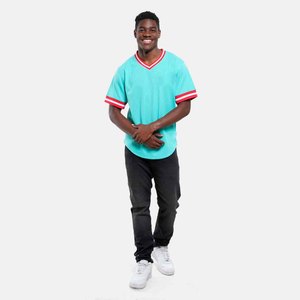 Camiseta de Béisbol para Hombre Spark Clothing, Cuello en V, Malla Turquesa, Manga Corta, Transpirable, Ropa Deportiva, para Verano - Product Image 3