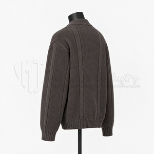 Cárdigan de punto grueso para hombre con cuello en V, abotonado, de manga larga, mezcla de lana, informal, para invierno. - Product Image 4
