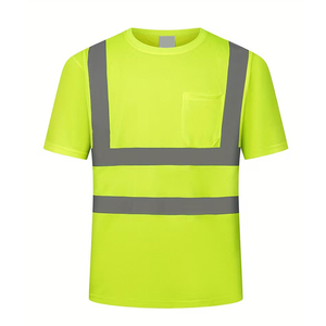 เสื้อยืดระบายอากาศได้ดี สีสะท้อนแสง สำหรับงานรักษาความปลอดภัยในสนามบิน ถนน ไซส์พลัส - Product Image 4