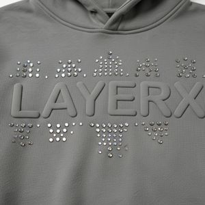 Sudadera Corta de Invierno para Hombre, Estilo Urbano, 300 g/m², Felpa de Poliéster/Algodón Gruesa, Bordado 3D, Pedrería, Ecológica - Product Image 4