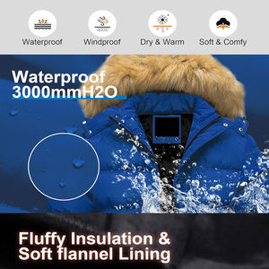 Veste d'hiver matelassée bleue pour homme, imperméable, chaude, épaisse, avec capuche en fourrure, coupe-vent, isolée, vêtements d'extérieur tendance - Product Image 4