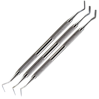 Set Spatula Komposit Gigi Manual 3 Buah, Dapat Digunakan Kembali, 2mm 2.5mm 3mm, Alat Pengisi Plastik Pipih, Peralatan Gigi Premium