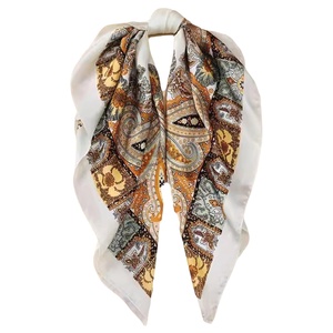 100% Delicate Weave Subtle Sheen Ethnic Floral <b>Long</b> Silk <b>Scarf</b> Graceful Motion Feel Ready Wear OEM Custom Spring Skin Friendly - Product Image 1