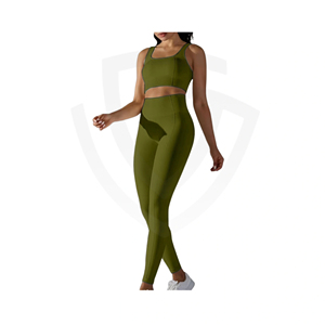 Conjunto Deportivo de 2 Piezas para Gimnasio, Correr, Yoga, Ropa Deportiva, Sujetador Deportivo, Top Corto, Pantalones Cortos de Cintura Alta, Conjuntos Deportivos para Mujer - Product Image 1