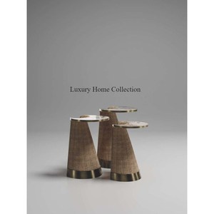 Ensemble de 3 tables gigognes royales modernes et élégantes en rotin de couleur marron Accessoires de meubles de salon à bas prix - Product Image 2