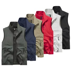 Gilet à col en V léger et respirant sans manches pour homme, doublure en polaire, fermeture à glissière, tenue décontractée, automne 100% - Product Image 5