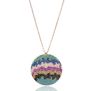 Colgante de diseño de piedra mixta minimalista, joyería de plata de ley 925 hecha a mano a la moda en Turquía, nuevo diseño para mujer, venta al por mayor - Product Image 1