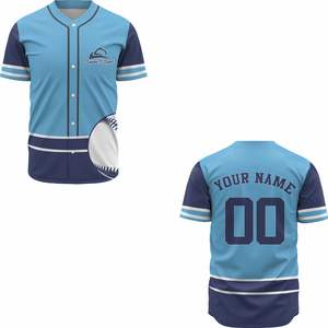 Personalizado de los hombres de poliéster transpirable béisbol Softball Jersey sublimación botón bordado impresión uniforme en blanco para - Product Image 3