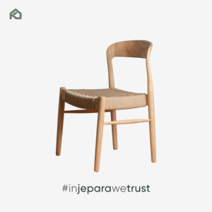 Modern Teak Wood Dining Chair Woven Seat Comfortable Ergonomic Upholstered Waterproof Solid Wood Legs Scandinavian Minimalist - Product Image 3