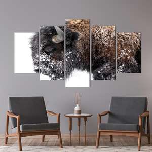 Elegante Impresión en Lienzo de Bisón Invernal: Arte de la Vida Silvestre Americana, JUEGO DE 5 LIEÑOSSOS IMPRESIONES VARIADAS - Product Image 1
