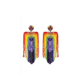 Boucles d'oreilles en perles de rocaille en forme de larme de football, faites à la main, pour les fans de sport, les joueurs, les jours de match, bijoux de mode - Product Image 6