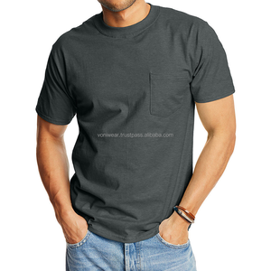 Camiseta para Hombre, Estilo Beefy-T, Tejido Sólido de Poliéster/Algodón, con Bolsillo, Diseño Personalizado, Antiarrugas, Secado Rápido, para Verano - Product Image 3