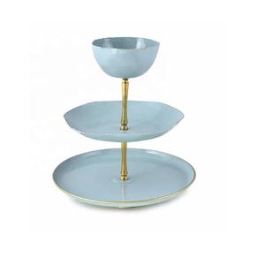 Support à gâteau élégant à 3 niveaux en aluminium et acier avec revêtement en poudre, support de présentation de fruits et desserts en métal tendance en provenance d'Inde - Product Image 1