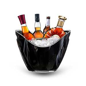 Secchiello per il ghiaccio ovale in plastica trasparente/nero/bianco da 8 litri per Champagne-vasche per bevande alla birra al vino - Product Image 1