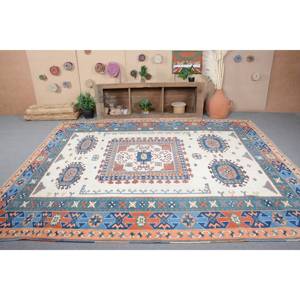 Tapis Kilim Turc Vintage Bleu Orange Patchwork Design 8.7 X 10.6ft Tissage Plat Laine Jute pour Adolescent Rectangle Couloir Latex - Product Image 4