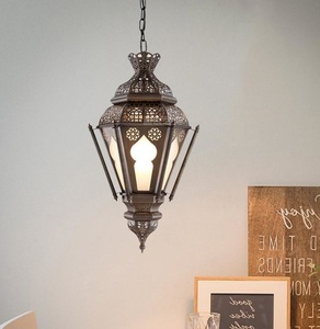 Handpainted metal iron <b>lantern</b> with antique distressed look and <b>large</b> door opening for easy candle placement feature - Product Image 3