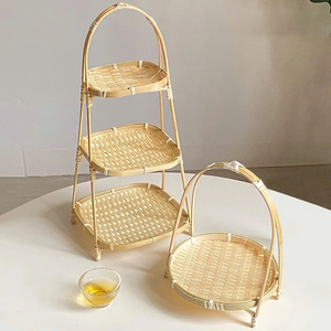 ชั้นวางของไม้ไผ่ทรงกลมและสี่เหลี่ยมสำหรับเสิร์ฟเค้กผลไม้ขนมขบเคี้ยวผลิตในเวียดนามชั้นไม้ไผ่ปรับขนาดได้ตามต้องการ - Product Image 4