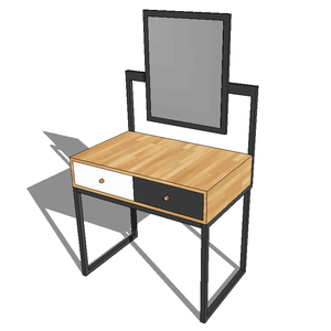 Modern Design SFBTD002 Wood and Rubber Wood Makeup <b>Table</b> with Iron Frame and Rectangular <b>Mirror</b> - Product Image 1