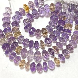 Perles amétrine à facettes en forme de rondellel, perles de pierres précieuses naturelles de qualité AAA, boutique de perles en gros - Product Image 5