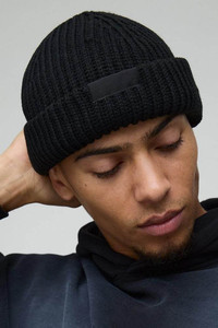 หมวกบีนนี่สีดำสนิทใส่สบายมีสไตล์อบอุ่นปรับแต่งโลโก้ได้ตามต้องการ - Product Image 3