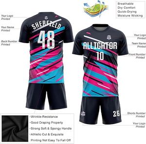 Ensemble d'uniformes de football respirants de haute qualité personnalisé bleu rose jaune vert couleur kits de vêtements de football d'équipe pour hommes - Product Image 3