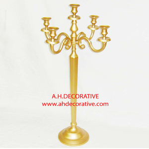 New Candelabra Gold Colored Coating Metal Floor Decoration Aluminum Casted Handmade <b>Candle</b> Votive Stand for European Weddings - Product Image 2