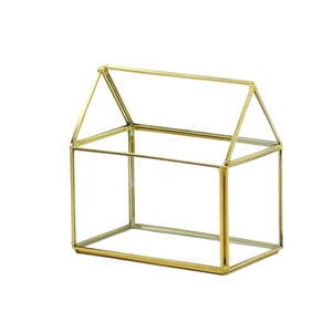 GET1406GD - กระถางแก้วทรงเรขาคณิต Gold House - สูง 6 นิ้ว - Product Image 1