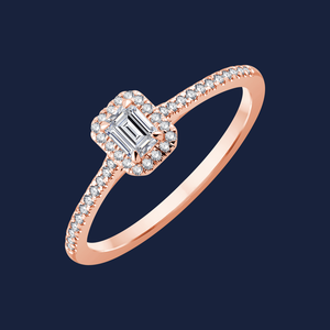 Anillo de Diamantes Halo Esmeralda Micro Catedral de 0.30 Quilates H+-SI en Oro Sólido de 14K para Novia, Boda, Compromiso y Fiestas - Product Image 3