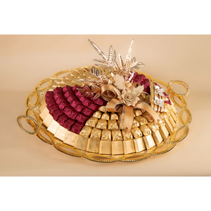Plateau à chocolat en métal doré de haute qualité avec poignée bonbons au chocolat plaqué or plateaux de service présentoir à Dessert pour événement spécial - Product Image 6