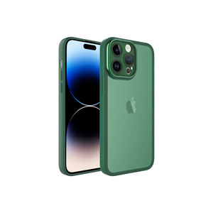 Coque en silicone transparente vert foncé pour iPhone 14 Pro Max avec protection d'appareil photo, design électroplaqué et givré - Product Image 1