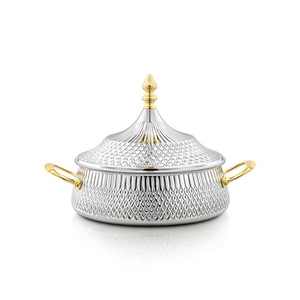 Madera con tapa chapada en oro Elegante y duradero La cazuela redonda de metal Perfecta para servir para cada comida y ocasión - Product Image 5