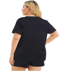 Nouvel ensemble de sport deux pièces décontracté pour femmes grande taille, été, uni, peint, avec couleur et logo personnalisés, confortable - Product Image 3