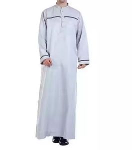 Polyester, vêtements décontractés pour hommes, col en V, manches longues, coupe ample, longueur au sol, shalwar kameez, respirant, broderie, vêtements de prière de plage, nouveauté - Product Image 4