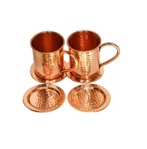 Tasses à Moscow Mule en cuivre martelé faites à la main - Tasses en cuivre massif pur de 16 oz pour cocktails, avec revêtement alimentaire ou non, chopes à bière - Product Image 2