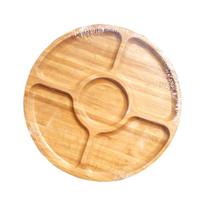 Vassoio da portata in bambù 5 scomparti piatto ciotola torta al formaggio Dessert <span class=keywords><strong>antipasti</strong></span> <span class=keywords><strong>e</strong></span> snack piatto da portata - Product Image 1