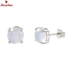 Pendientes de tuerca de piedra de Calcedonia de Plata de Ley 925 hechos a mano, joyería de boda y compromiso para mujeres y niñas, venta al por mayor - Product Image 1