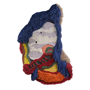 Tapiz Abstracto de Lana de Marfil y Seda de Bambú Caminantes, Decoración de Pared Artística - Product Image 1