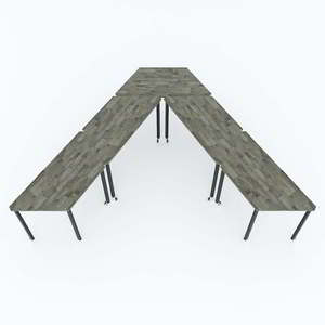 HBLG005 <b>Set</b> 5 -Style Trapezoidal Tables Assembly Required Rubber Wood Iron Legs 295x208x75cm Dimensions <b>Block</b> <b>Building</b> - Product Image 2