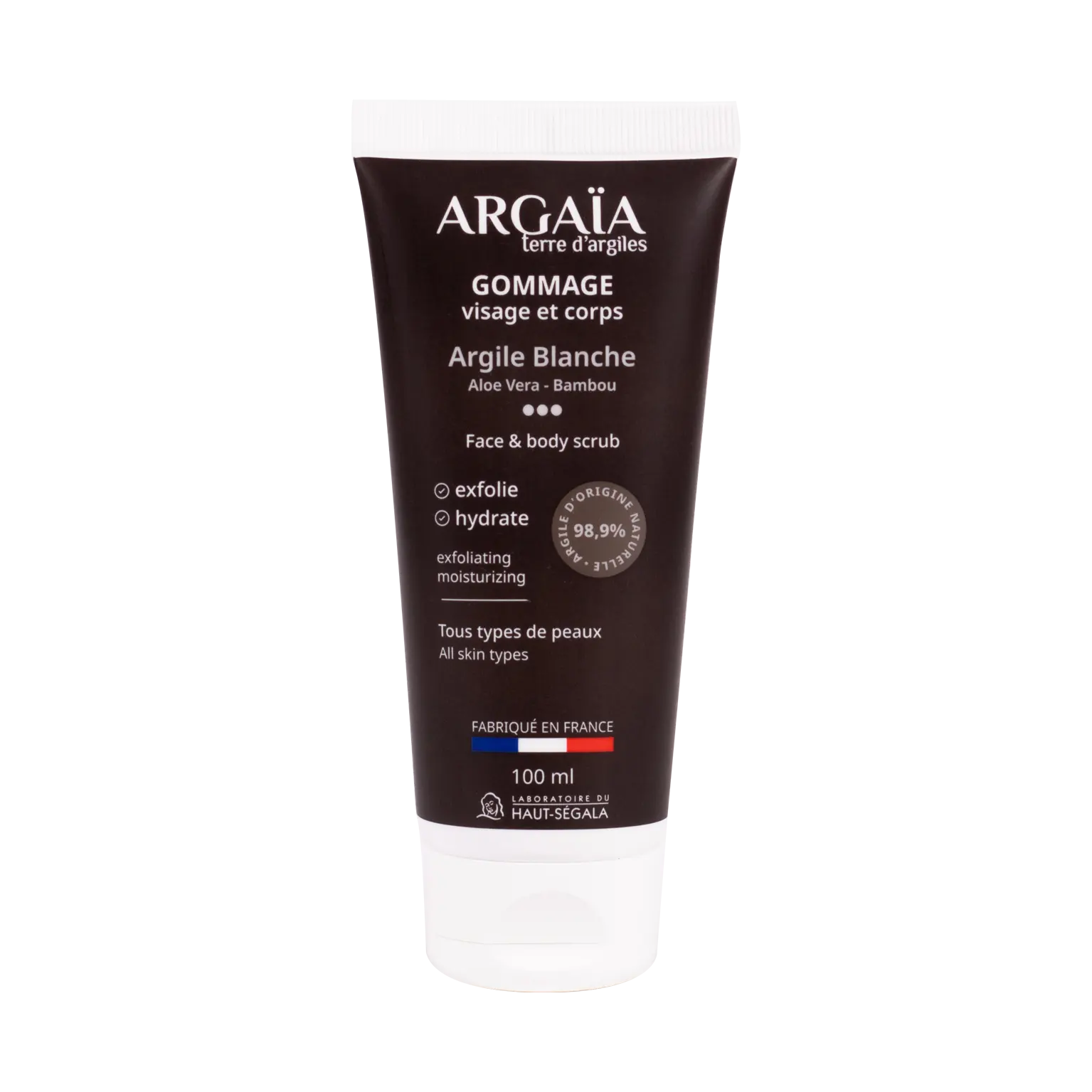 ARGAIAナチュラルホワイトクレイフェイスボディスクラブアロエベラ注入角質除去浄化保湿剤肌のブライトニングホワイトニング