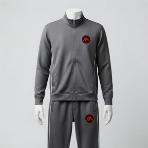 Men <b>Charcoal</b> Gray Tracksuit Set Full Zip Athletic Jacket <b>Jogger</b> Pants Sportswear Training Gym Running Fitness Casual Activewear - Product Image 1