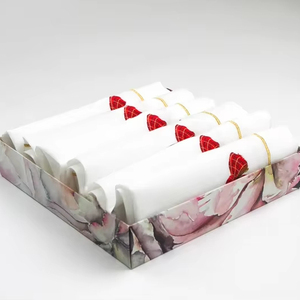 Tovagliolo in Lino Personalizzabile 60x60cm con Nastro Rosso Natalizio Ricamato e Bordo Decorato per <span class=keywords><strong>Natale</strong></span> - Product Image 4