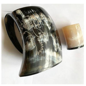 Cuerno Vikingo de Cuerno Natural Indio de Estilo Nuevo con Soporte, Muchas Opciones Disponibles, con Cuerno para Instrumentos de Voz, Tazas y Vasos - Product Image 3