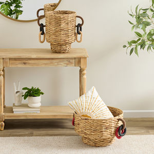 Hand Woven Natural Water Hyacinth Chain Handle <b>Basket</b> Best Selling Water Hyacinth <b>Basket</b> Weaving <b>Basket</b> Made in Vietnam - Product Image 2