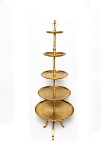 Support à gâteau moderne en or à 5 étages, tour à cupcakes en métal, plateau de présentation de desserts pour la décoration de mariage, fête, événement, présentation élégante de nourriture - Product Image 1