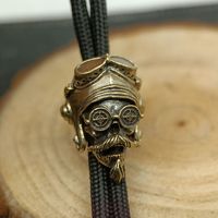 Pilote Casque Crâne Tête En Laiton Couteau Perle En Plein Air EDC Parapluie Corde Pendentif DIY Paracord Tissé Bracelet Accessoires Longe Charme